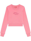 F Slimmy Cutout Logo Crop Sweatshirt Pink - DIESEL - BALAAN 1