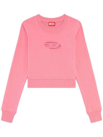 F Slimmy Cutout Logo Crop Sweatshirt Pink - DIESEL - BALAAN 1