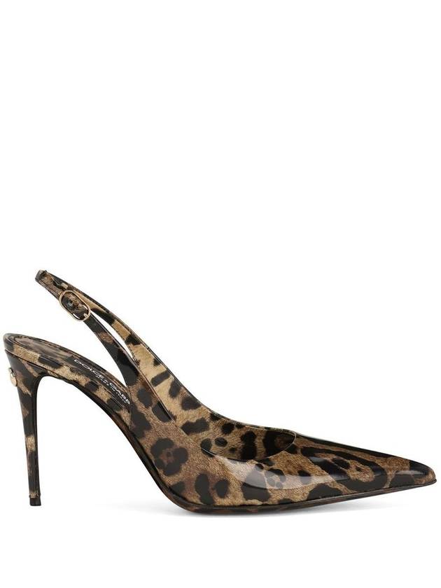 Leopard Print Polished Calfskin Slingback Heel Brown - DOLCE&GABBANA - BALAAN 3