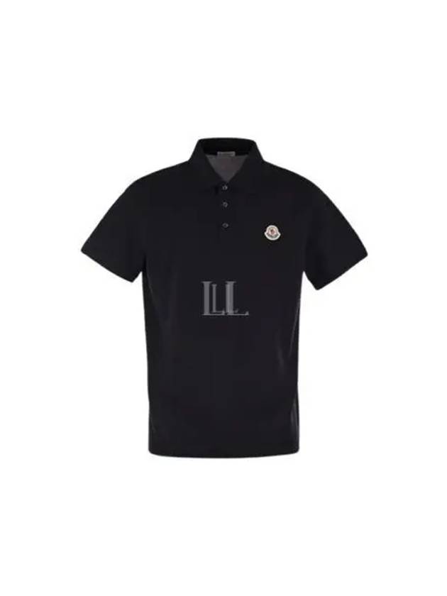 Logo Patch Short Sleeve Polo Shirt Navy - MONCLER - BALAAN 2