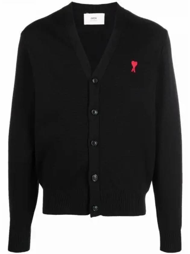 Heart Logo Merino Wool Cardigan BFHKC001 001 799957 - AMI - BALAAN 1