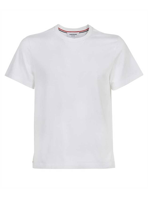 RWB Tipping Stripe Cotton Short Sleeve T-Shirt White - THOM BROWNE - BALAAN 1