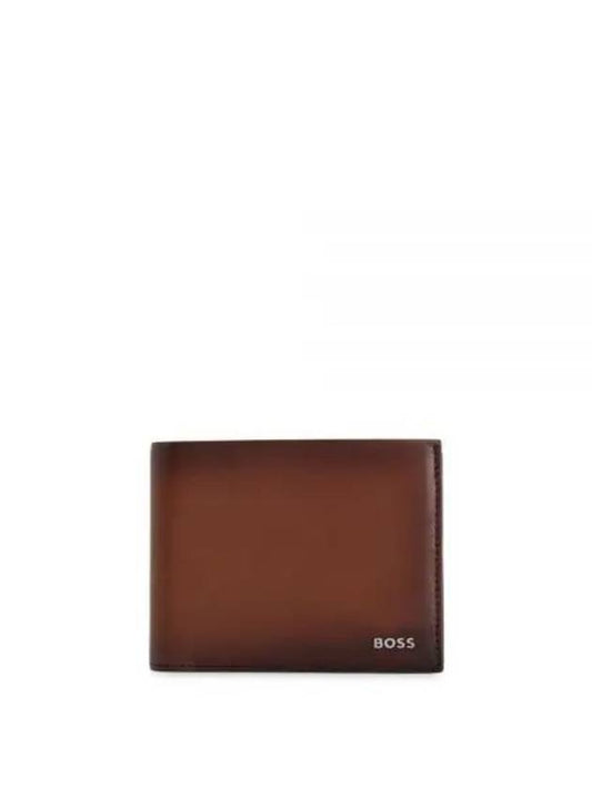 Highway Silver Logo Leather Half Wallet Brown - HUGO BOSS - BALAAN 1