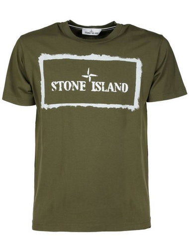 Stencil One Logo Short Sleeve T-Shirt Green - STONE ISLAND - BALAAN 1