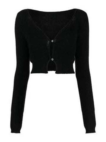 Le Alzou Cropped Mohair Cardigan Black - JACQUEMUS - BALAAN 1