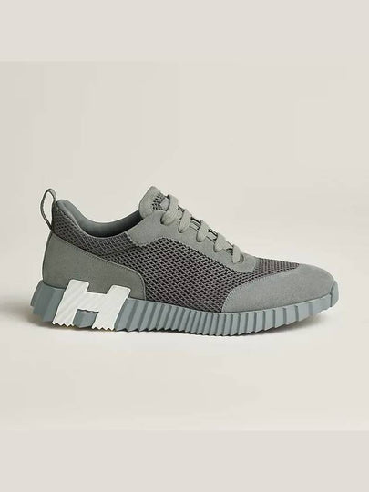 Bouncing Graphic Mesh Suede Low Top Sneakers Gris Brume - HERMES - BALAAN 2