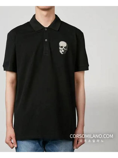 Men's Skull Patch Short Sleeve Polo Shirt Black - ALEXANDER MCQUEEN - BALAAN 2