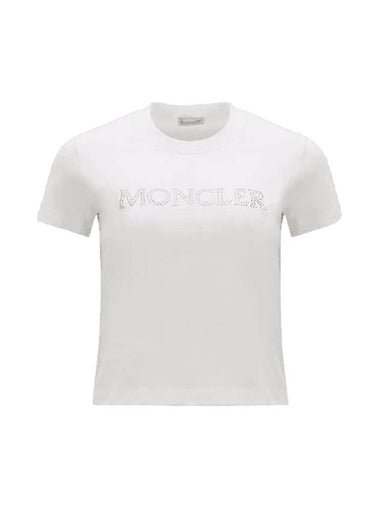 Women's Crystal Logo Short Sleeve T-Shirt White - MONCLER - BALAAN 1