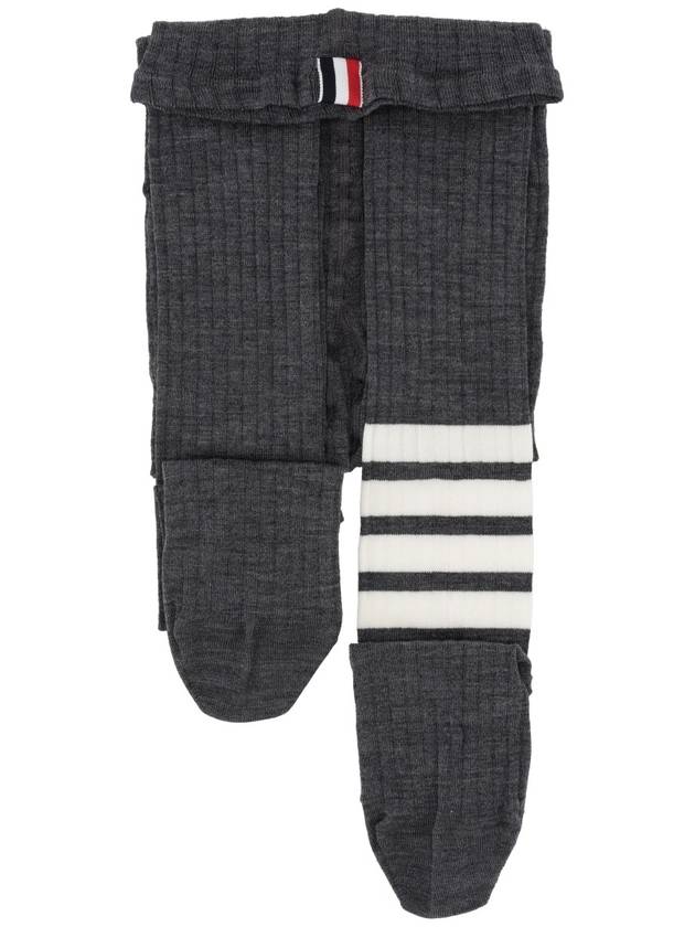 OPAQUE RIB TIGHTS W/ 4 BAR IN FINE MERINO WOOL - THOM BROWNE - BALAAN 3