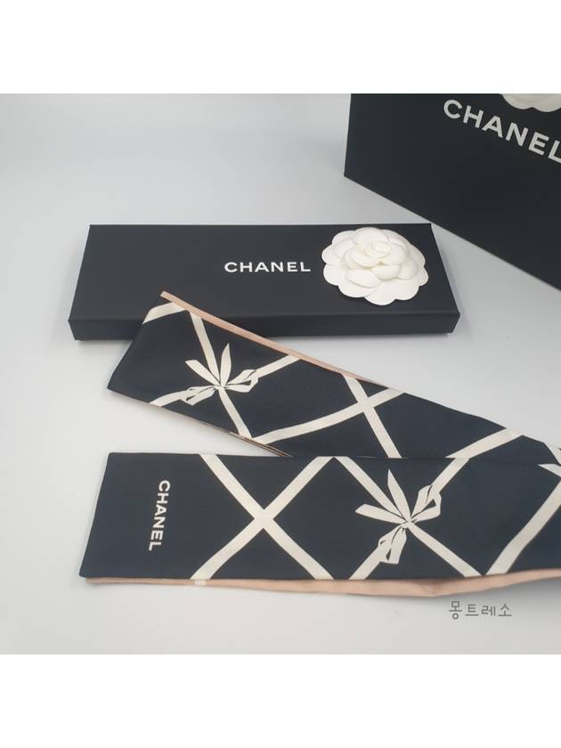 Ribbon Twilly Scarf Hairband Black Pink AAA393 - CHANEL - BALAAN 5