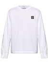 Logo Patch Cotton Jersey Long Sleeve T-Shirt White - STONE ISLAND - BALAAN 2