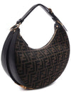 Fendigraphy FF Logo Small Fabric Hobo Shoulder Bag Brown - FENDI - BALAAN 4