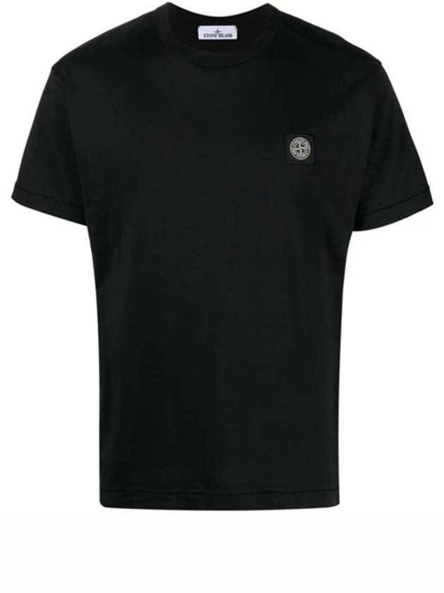 Logo Patch Short Sleeves T-Shirt Black - STONE ISLAND - BALAAN 2