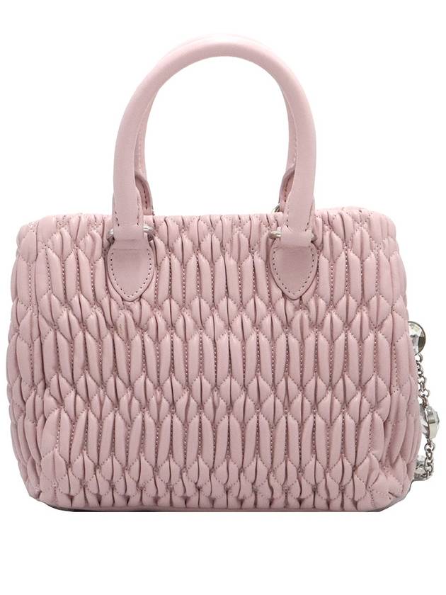 Miu 5BA067 Pink Nappa Leather Matelasse Crystal Shoulder Bag - MIU MIU - BALAAN 3