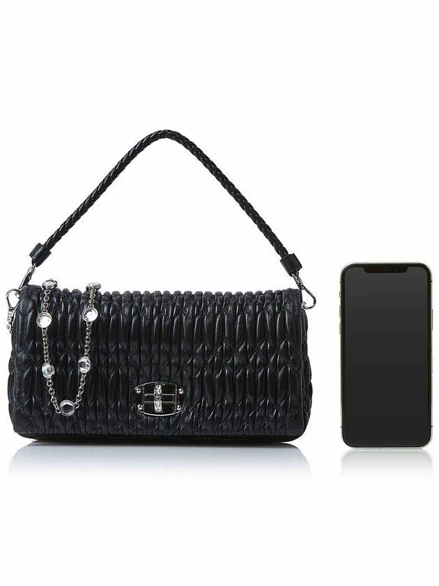 Crystal Cloque Nappa Leather Shoulder Bag Black - MIU MIU - BALAAN 7