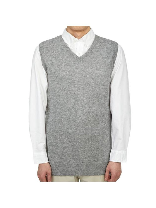 V Neck Wool Knit Vest Grey - MAISON MARGIELA - BALAAN 1
