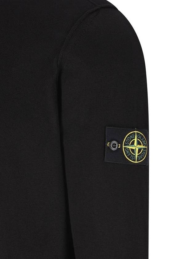 5100053 Soft Organic Cotton Small Roll Details Crewneck Sweatshirt Black - STONE ISLAND - BALAAN 4