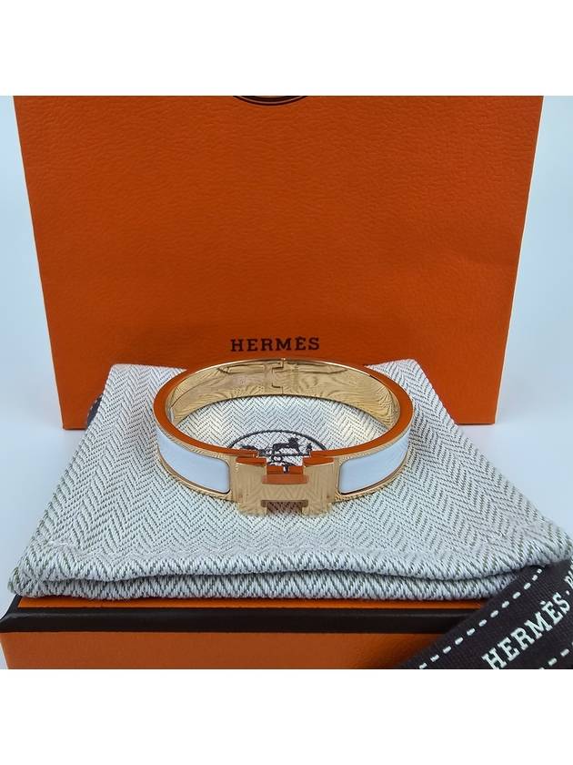 Clic H Bracelet Rose Gold Blanc - HERMES - BALAAN 5