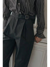 Double Tuck Wide Belt Slacks CHARCOAL - ILROZE - BALAAN 5