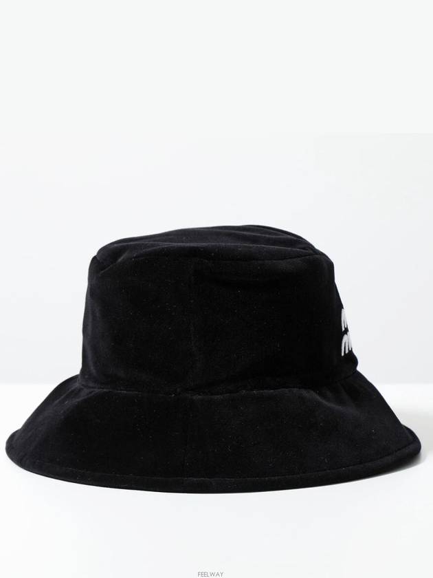 Embroidered Logo Cotton Bucket Hat Black - MIU MIU - BALAAN 3