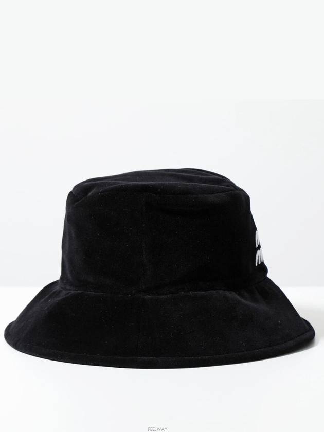 logo embroidered velvet bucket hat black - MIU MIU - BALAAN 3