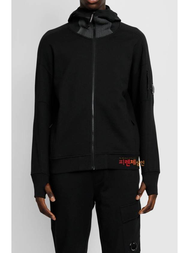 Lens Wappen Soft Neck Zip Up Hoodie Black - CP COMPANY - BALAAN 3