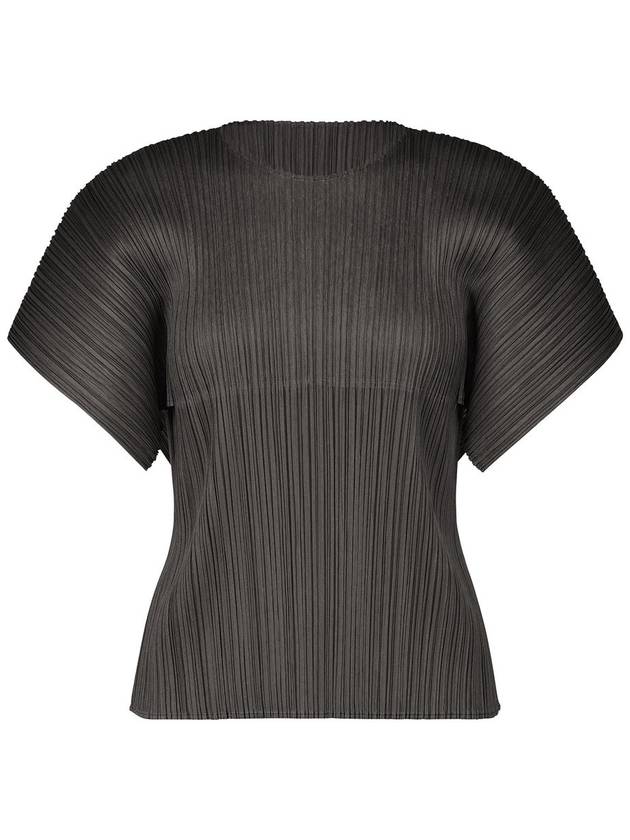 Women's Pleats Wide Short Sleeve T-Shirt Black - ISSEY MIYAKE - BALAAN 2