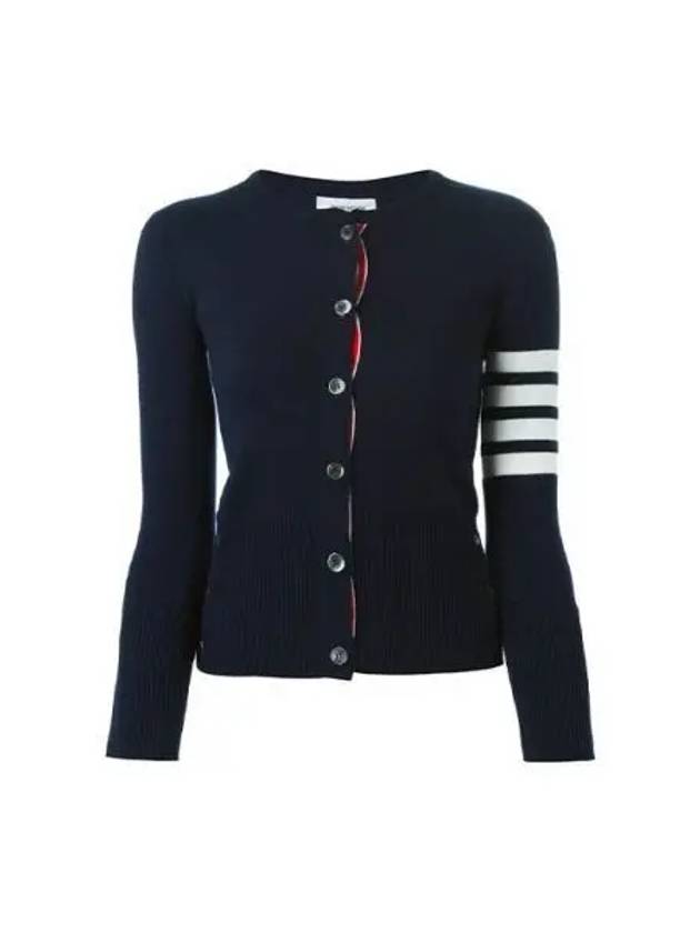 Cashmere Crew Neck Cardigan Navy - THOM BROWNE - BALAAN 2