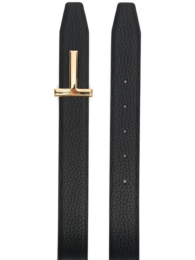 Women's Logo Gold Reversible Leather Belt Black - TOM FORD - BALAAN 3