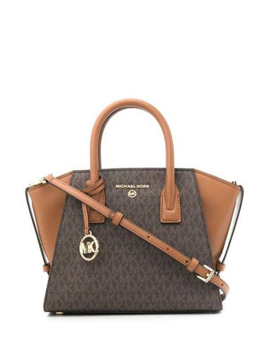 Avril Small Logo Print Leather Tote Bag Brown - MICHAEL KORS - BALAAN 1