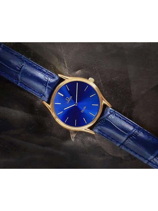 Deville blue plate unisex quartz leather watch - OMEGA - BALAAN 2