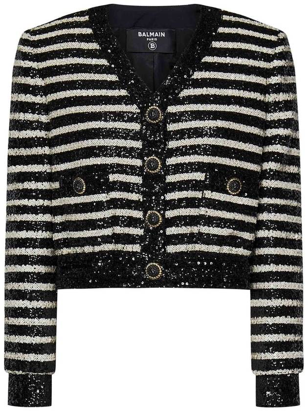 striped sequin jacket black - BALMAIN - BALAAN 2