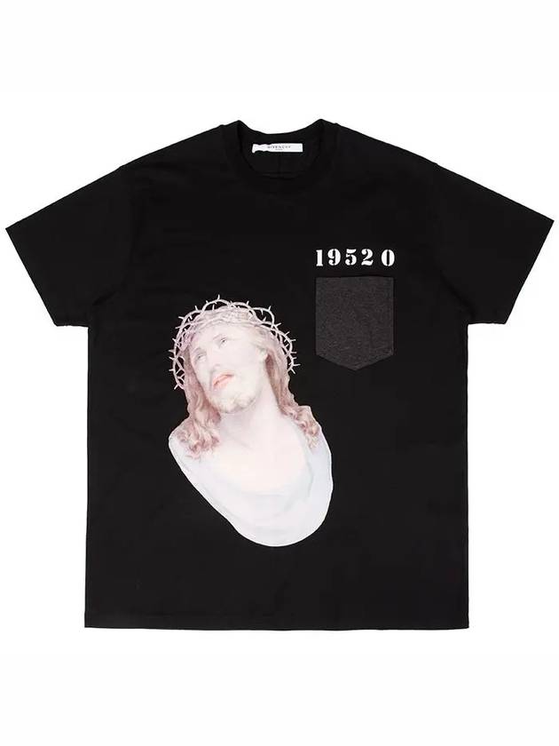 Jesus Leather Pocket Short Sleeve T-Shirt Black - GIVENCHY - BALAAN 6