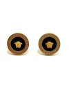 Enamel Medusa Stud Earrings Black Gold - VERSACE - BALAAN 2