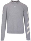 Diag Arrow Crewneck Knit Top Light Grey - OFF WHITE - BALAAN 1