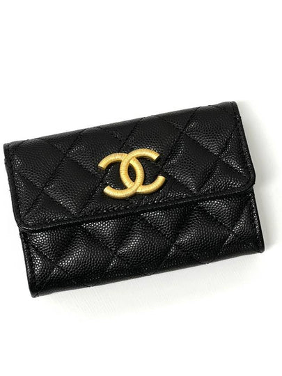 Gold Hardware CC Logo Calfskin Flap Half Wallet Black - CHANEL - BALAAN 2