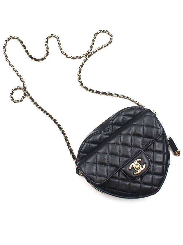 Heart chain bag large black gold AS3191 - CHANEL - BALAAN 3