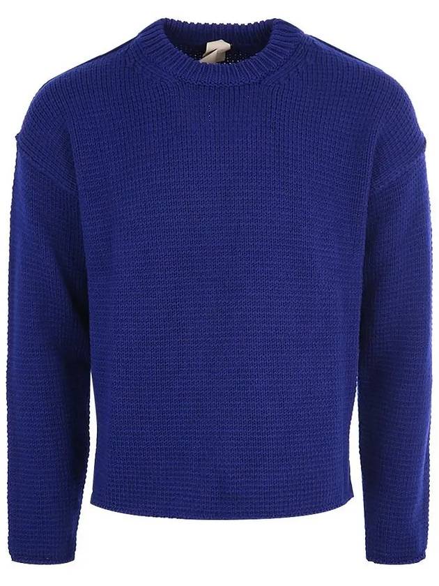 Crew Neck Wool Knit Top Blue - TEN C - BALAAN 3