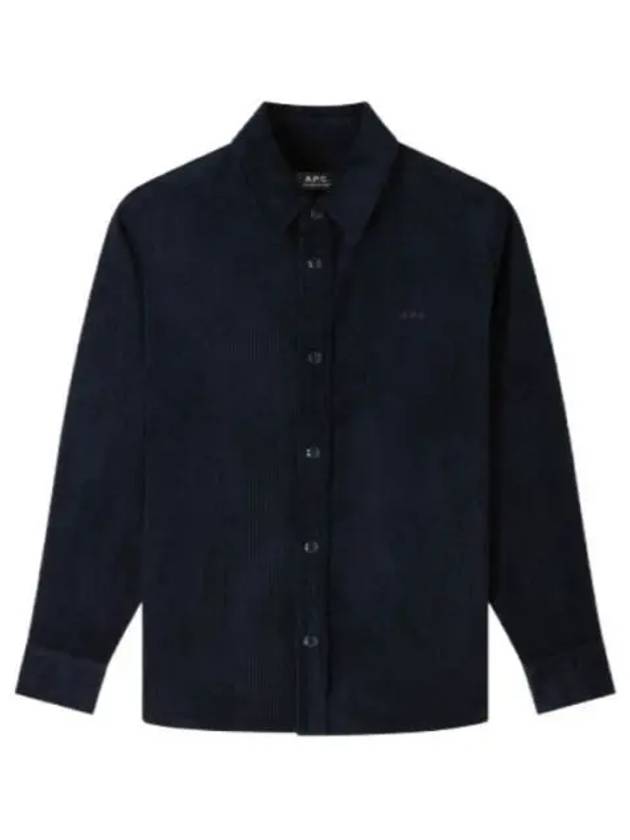 Bobby Embroidered Logo Corduroy Shirt Jacket Dark Navy - A.P.C. - BALAAN 2