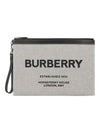 Horseferry Logo Print Clutch Bag Gray - BURBERRY - BALAAN.