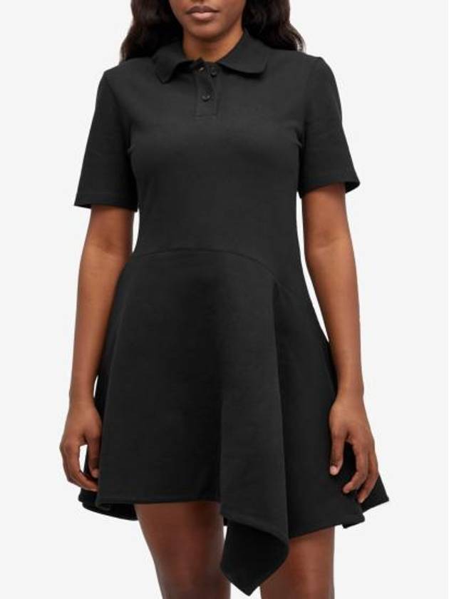 Cotton Asymmetric Polo Collar Short Dress Black - JW ANDERSON - BALAAN 3