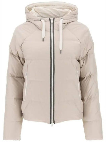 Drawstring Hooded Padding Beige - BRUNELLO CUCINELLI - BALAAN 1