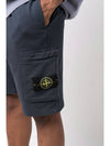 Waffen Patch  Fleece Bermuda Shorts Avio Blue - STONE ISLAND - BALAAN 3