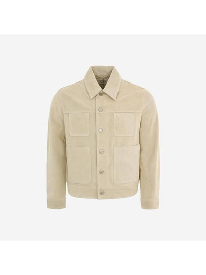 Button Suede Jacket Beige - AMI - BALAAN 2