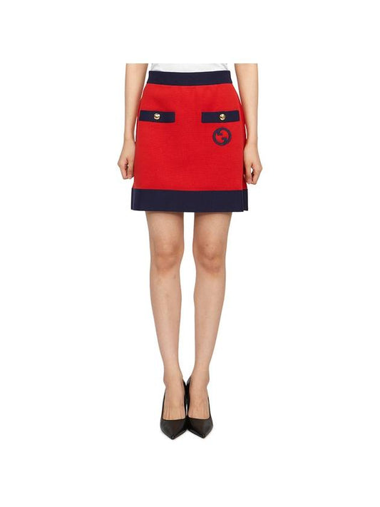 Women's Interlocking A-Line Skirt Red - GUCCI - BALAAN 1