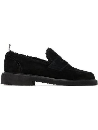 Shearling Lining Suede Penny Loafers Black - THOM BROWNE - BALAAN 2