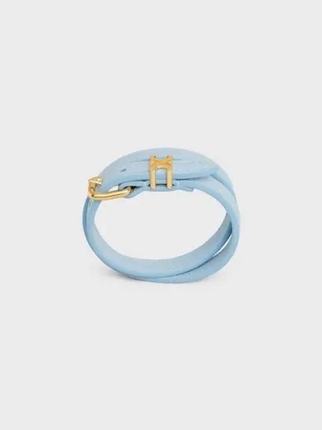 Les Coeur Double Bracelet Calfskin Gold Finish Brass Pale Blue - CELINE - BALAAN 2