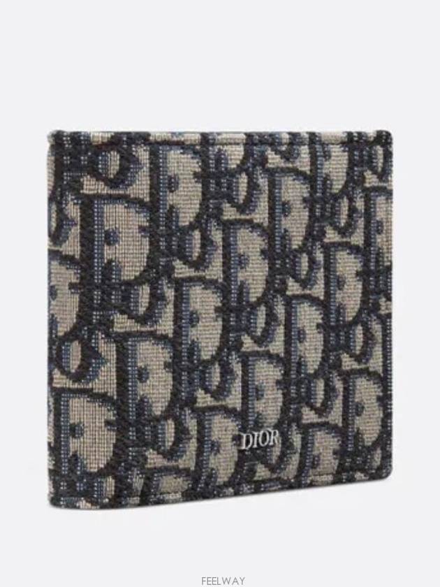 Compact Oblique Jacquard Half Wallet Black Beige - DIOR - BALAAN 4