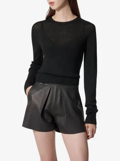 Crew Neck Crop Knit Top Black - JIL SANDER - BALAAN 2