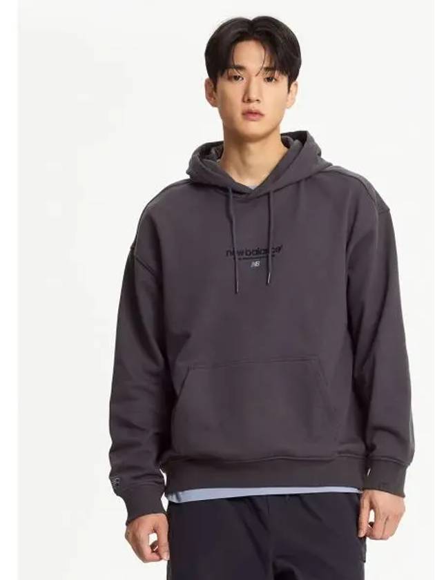 NBN0E41803 UNI ESS lettering hoodie CHARCOAL - NEW BALANCE - BALAAN 1